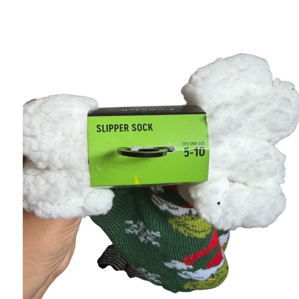The Grinch Dr Seuss Slipper Socks‎ Green Sherpa Lined Non-Slip Christmas 5-10